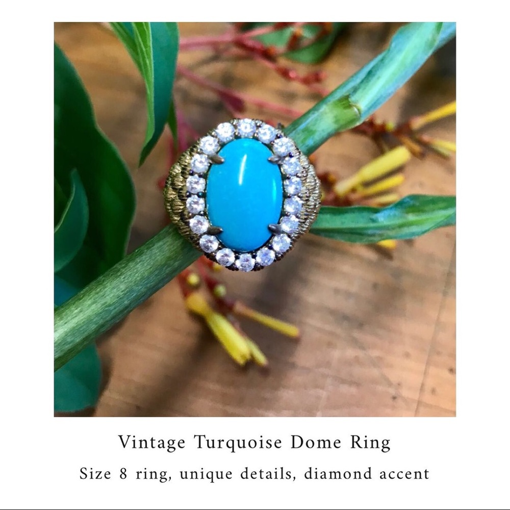 💠 Vintage Turquoise Dome styled Ring - size 8 💠